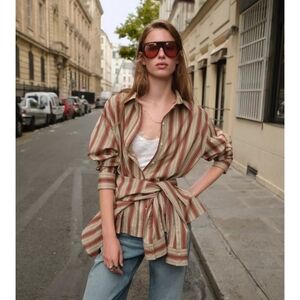 ZARA STRIPED SHIRT WITH BACK TAB | MULTICOLORED | 8795/152/330 | Size XS